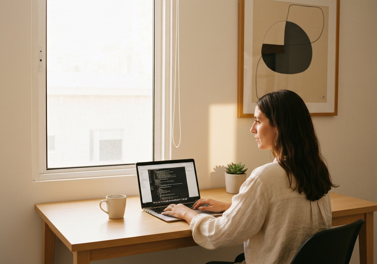 Remote worker in a home office setting