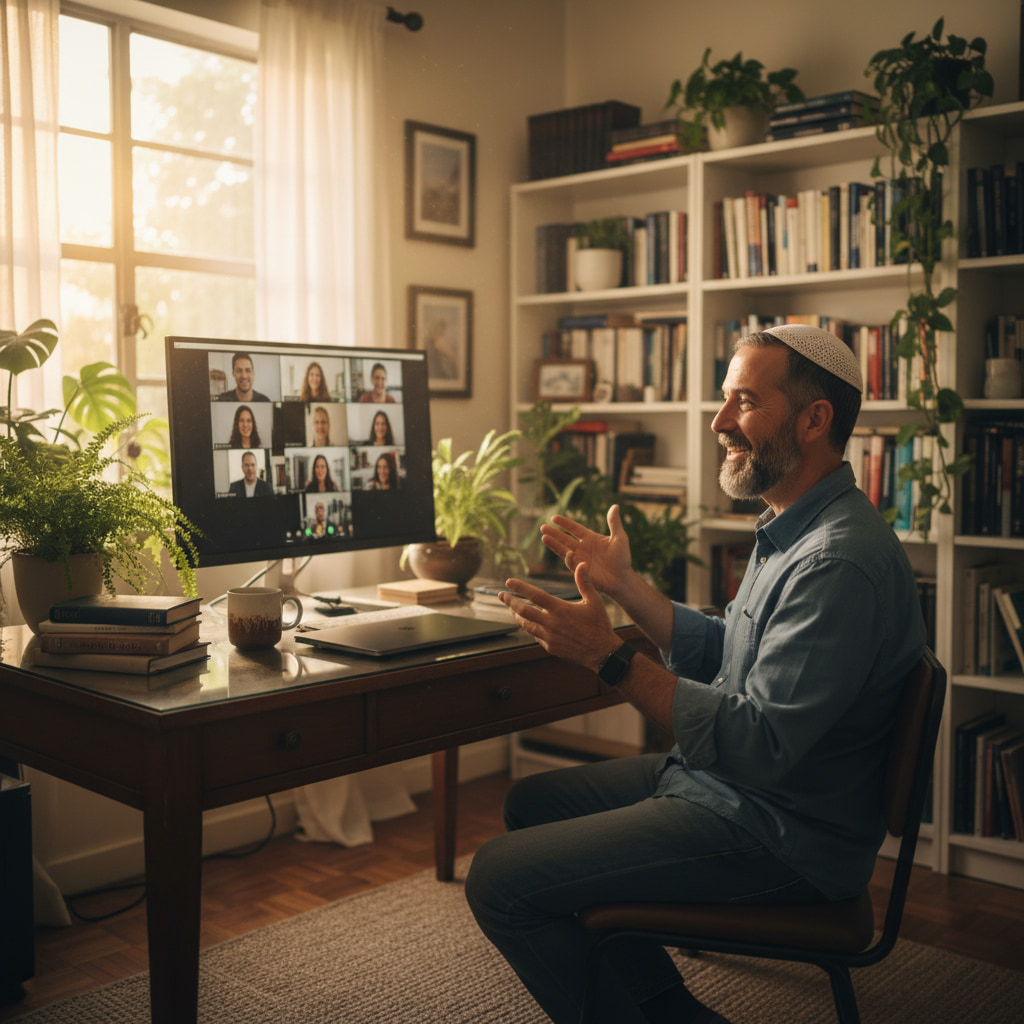 A remote worker in a home office in Pardesiya