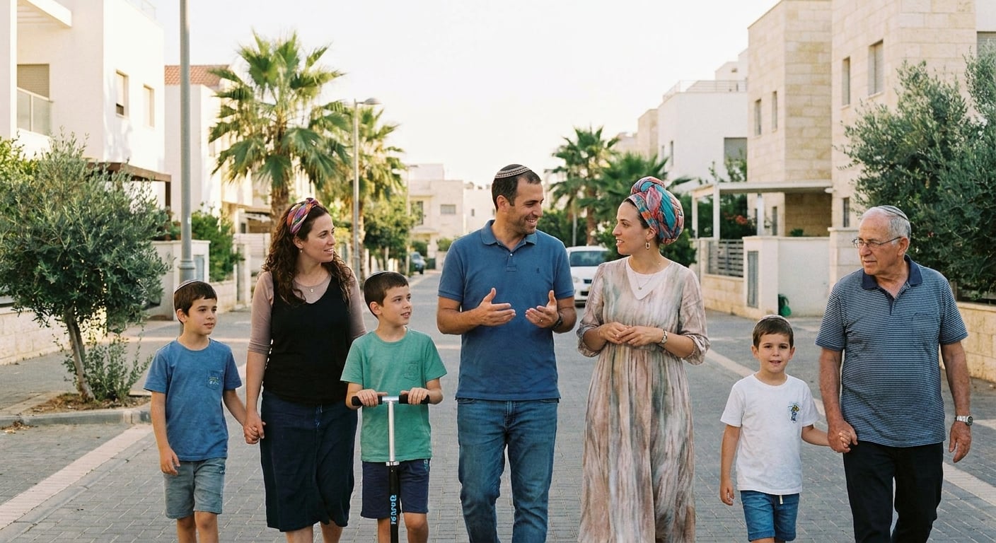 A family enjoying life in Yokneam Illit