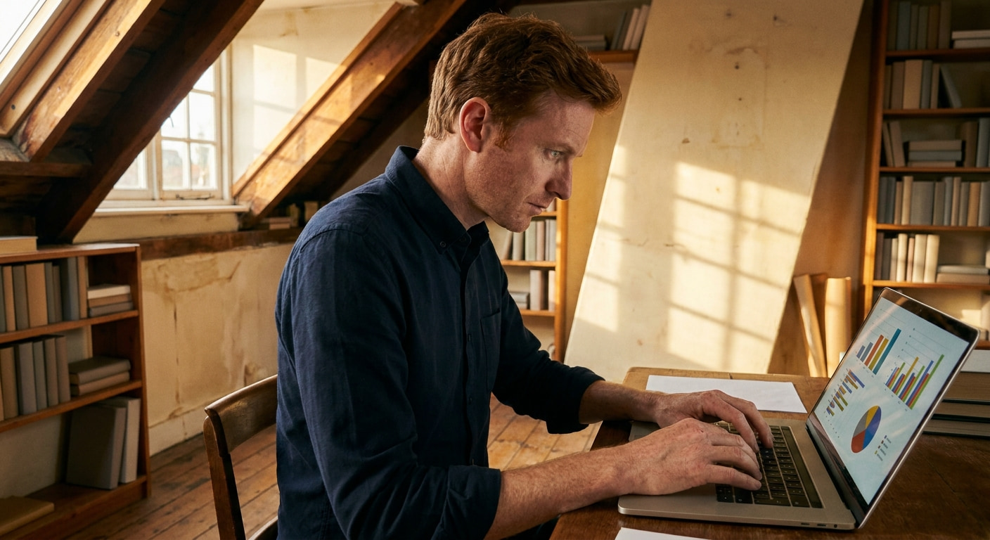 Remote worker in a home office in Kfar Eldad