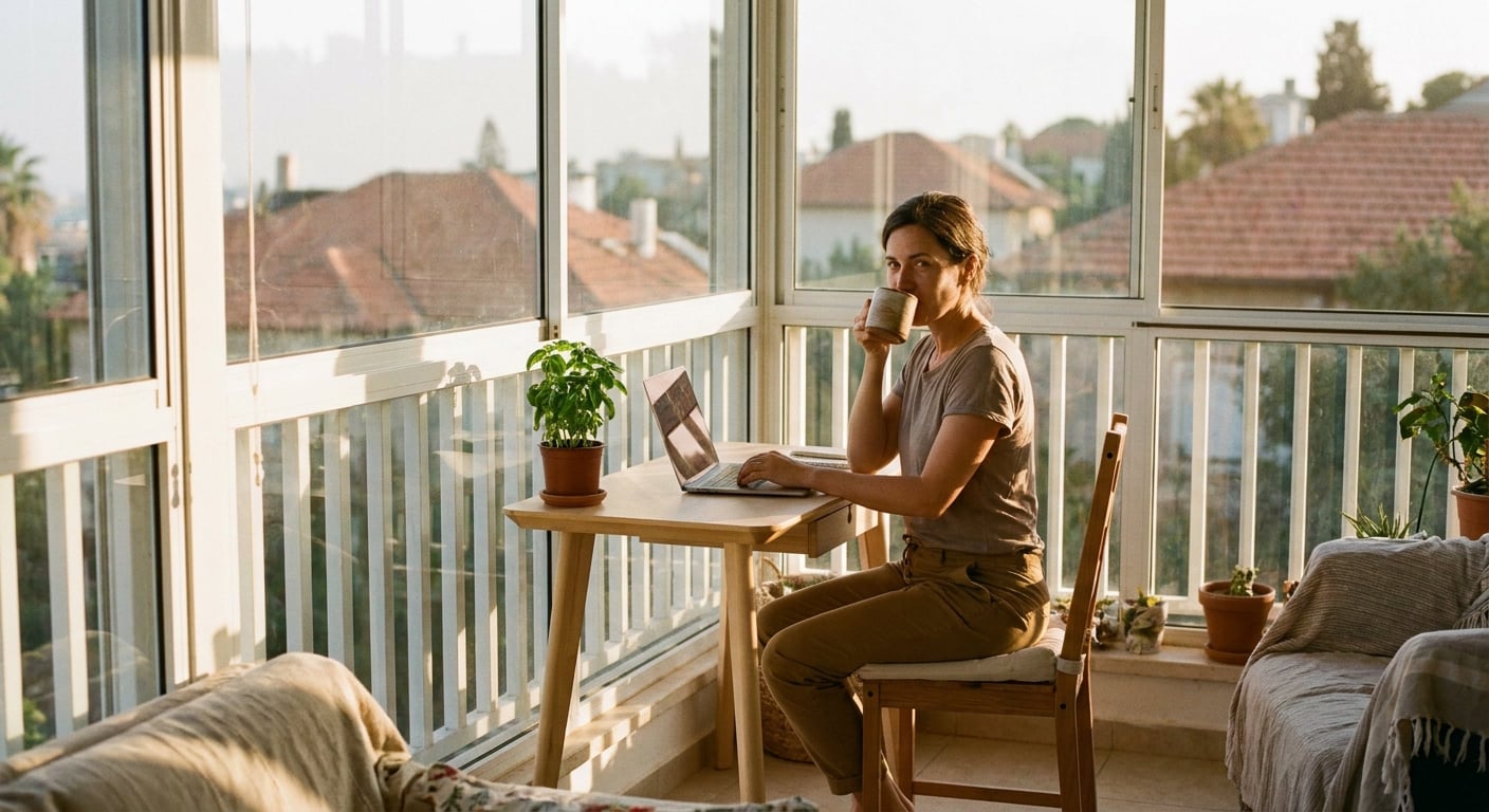 Remote worker in a home office in Zichron Yaakov