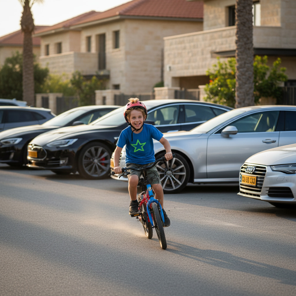 Quiet residential street in Neot Smadar