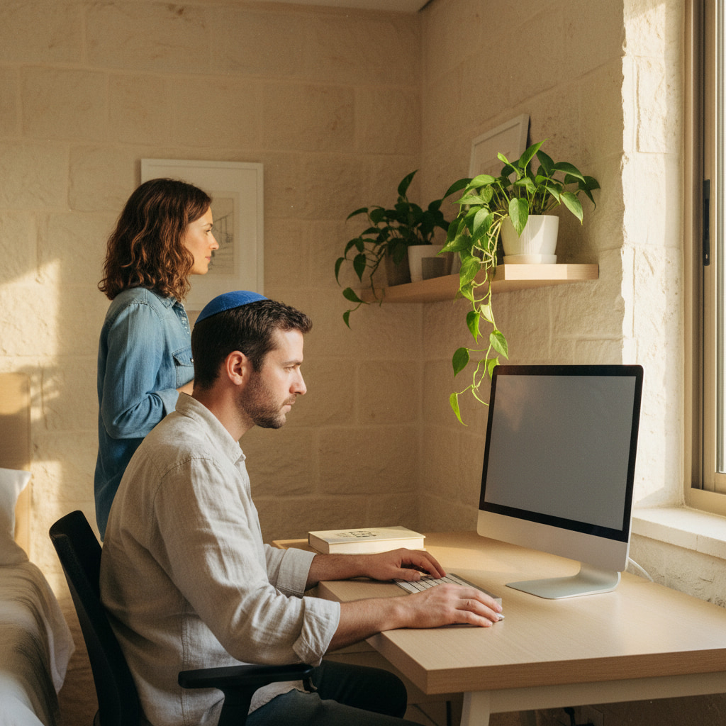 Remote worker in a home office setting