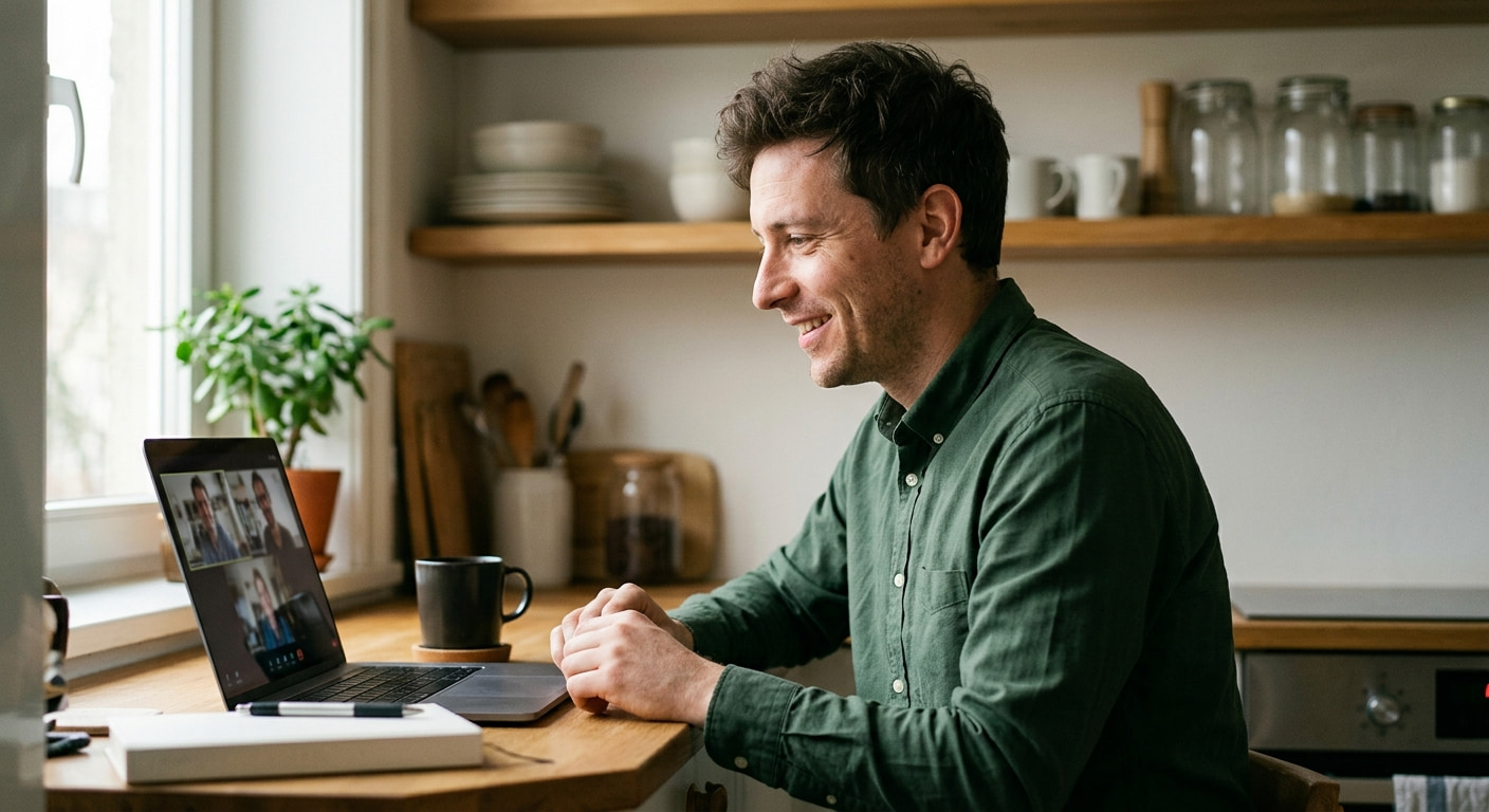 Remote worker in a home office