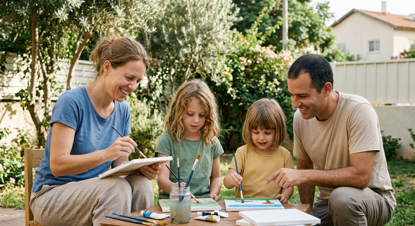 Family enjoying community life in Vered Jericho
