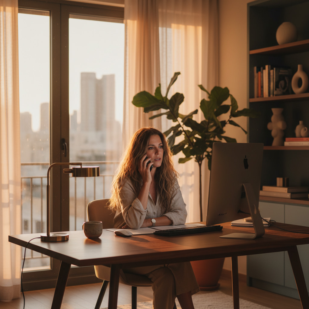 Remote worker enjoying a peaceful setting in Re'im
