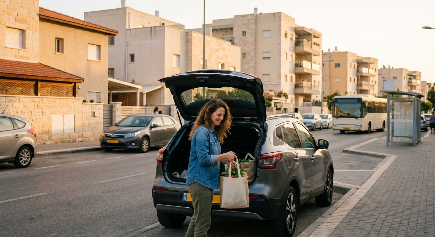 Spacious suburban street in Mevasseret Ziyyon