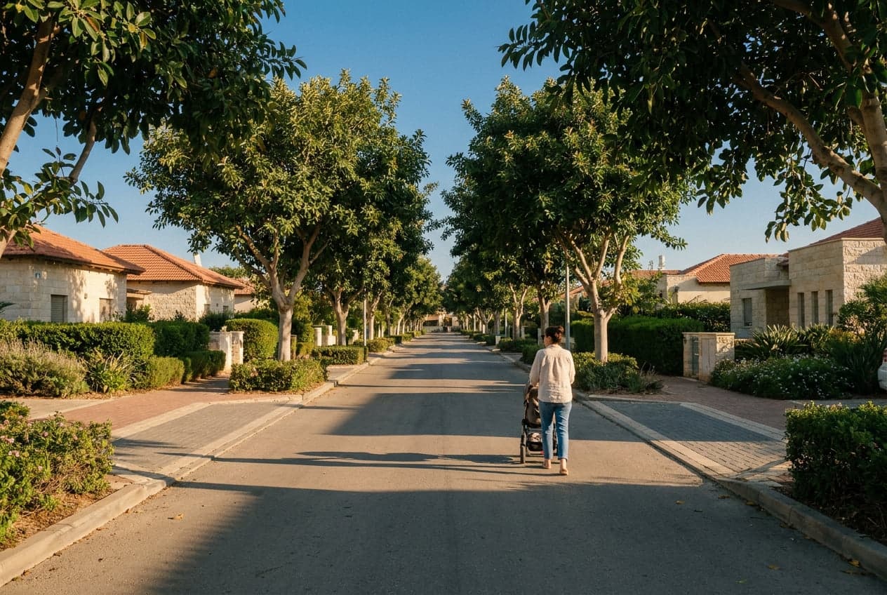 Quiet residential street in Caesarea