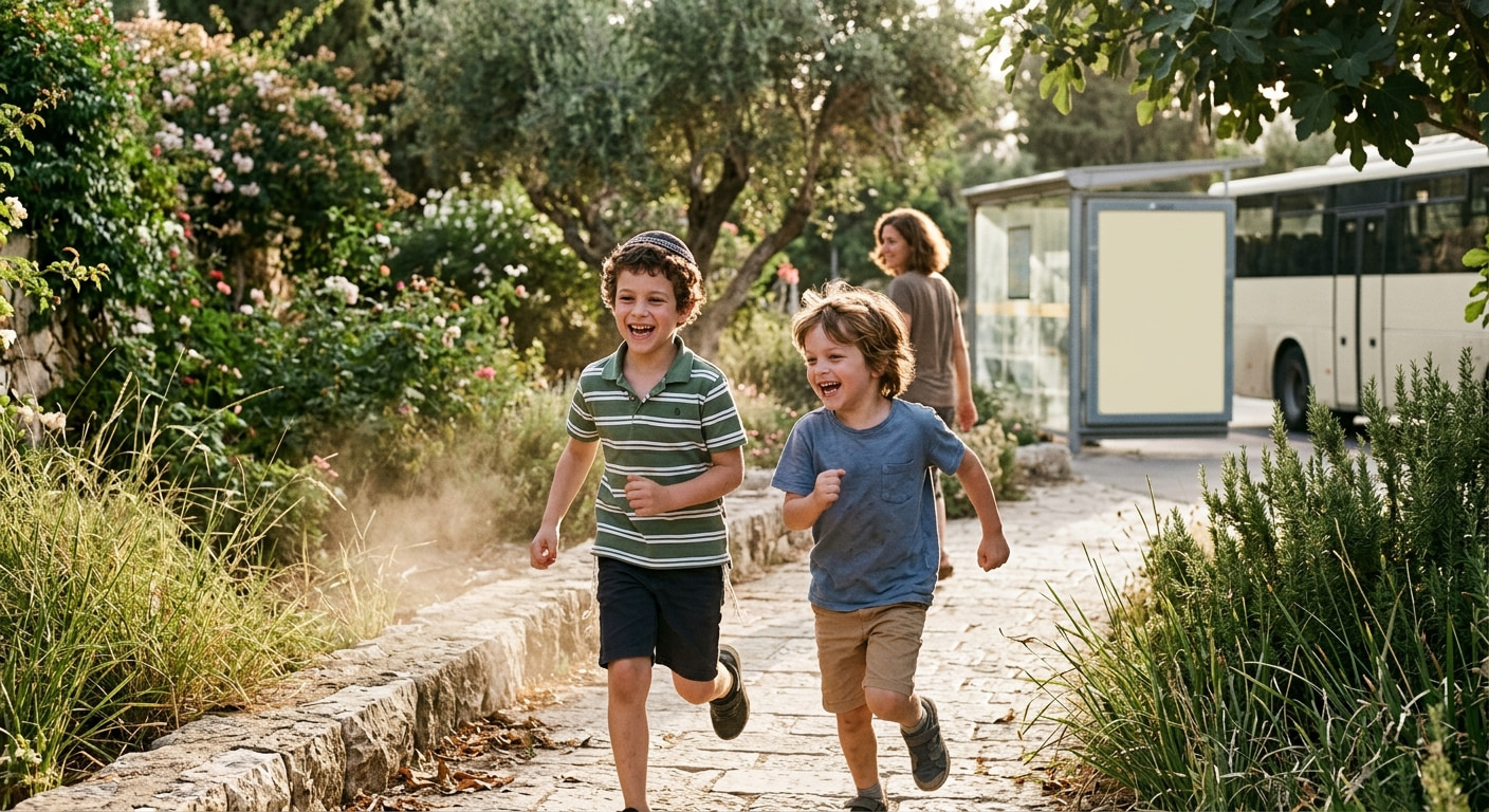 Family-friendly scene in Shomria