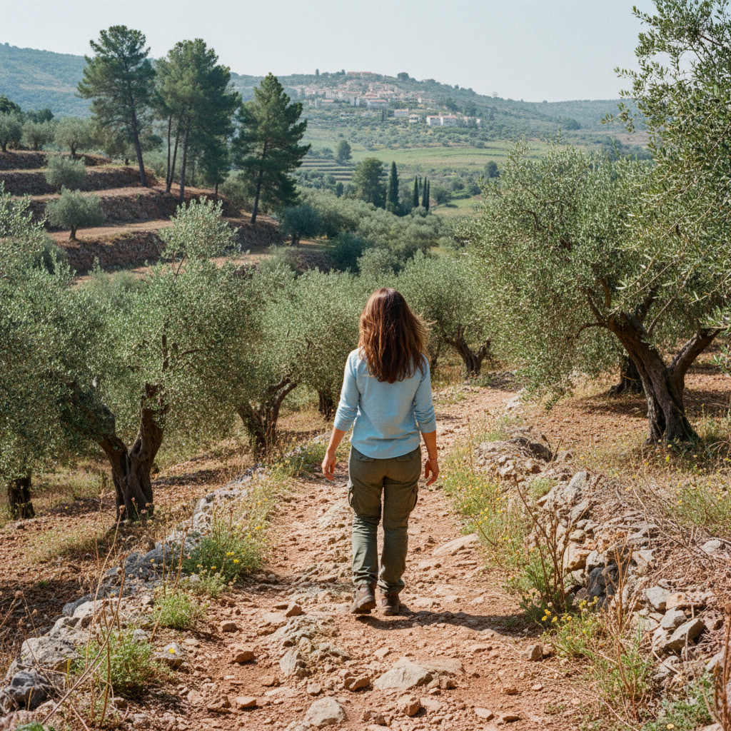 Person hiking in natural surroundings