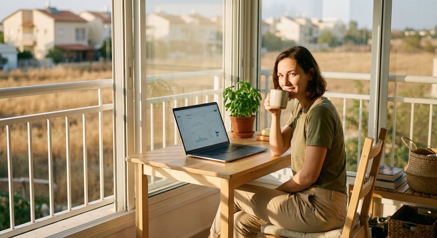 Remote worker in a serene setting