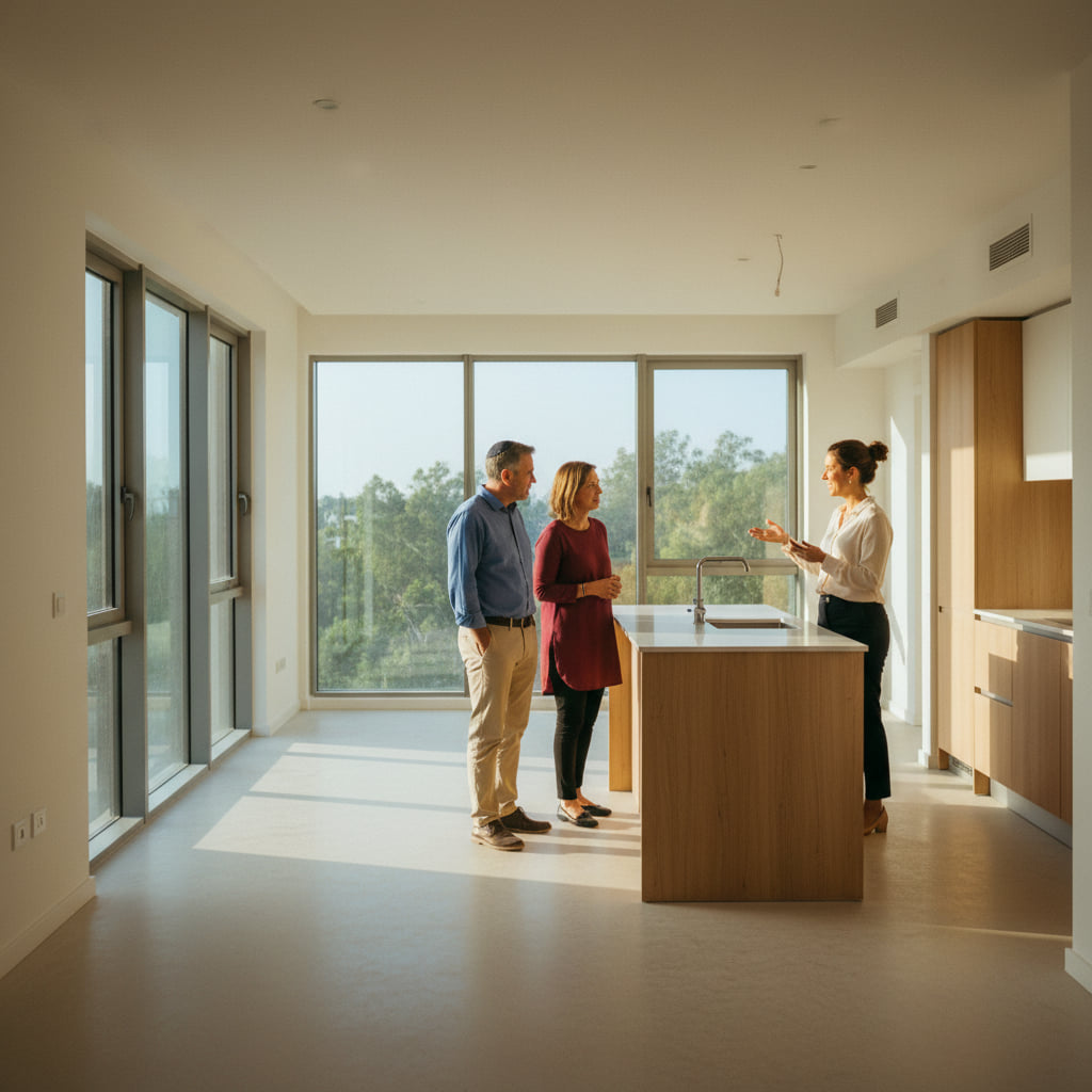 A couple considering a long-term investment in Beit Yehoshua