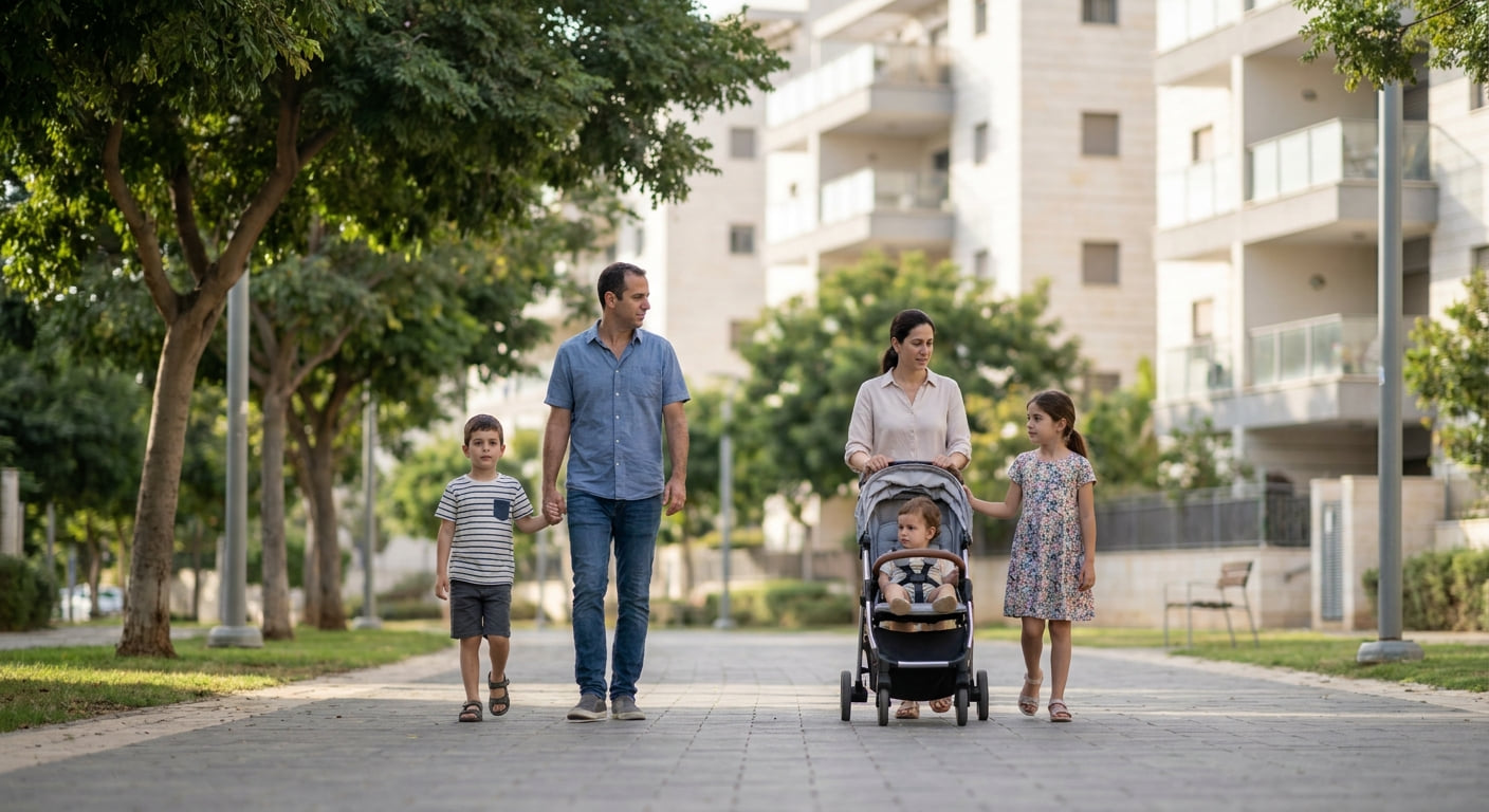 Family enjoying a park in Kiryat Ono