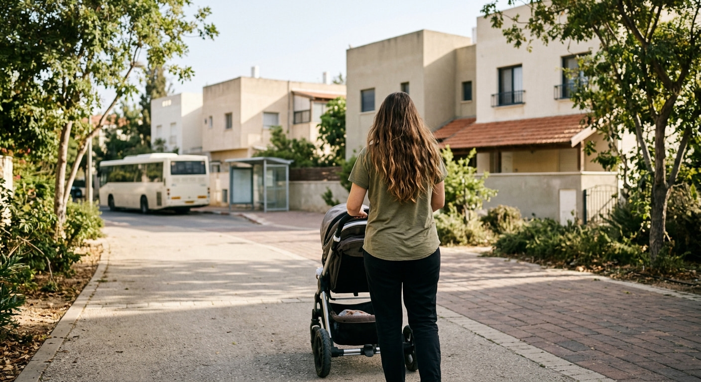 Family enjoying community life in Sha'arei Tikva