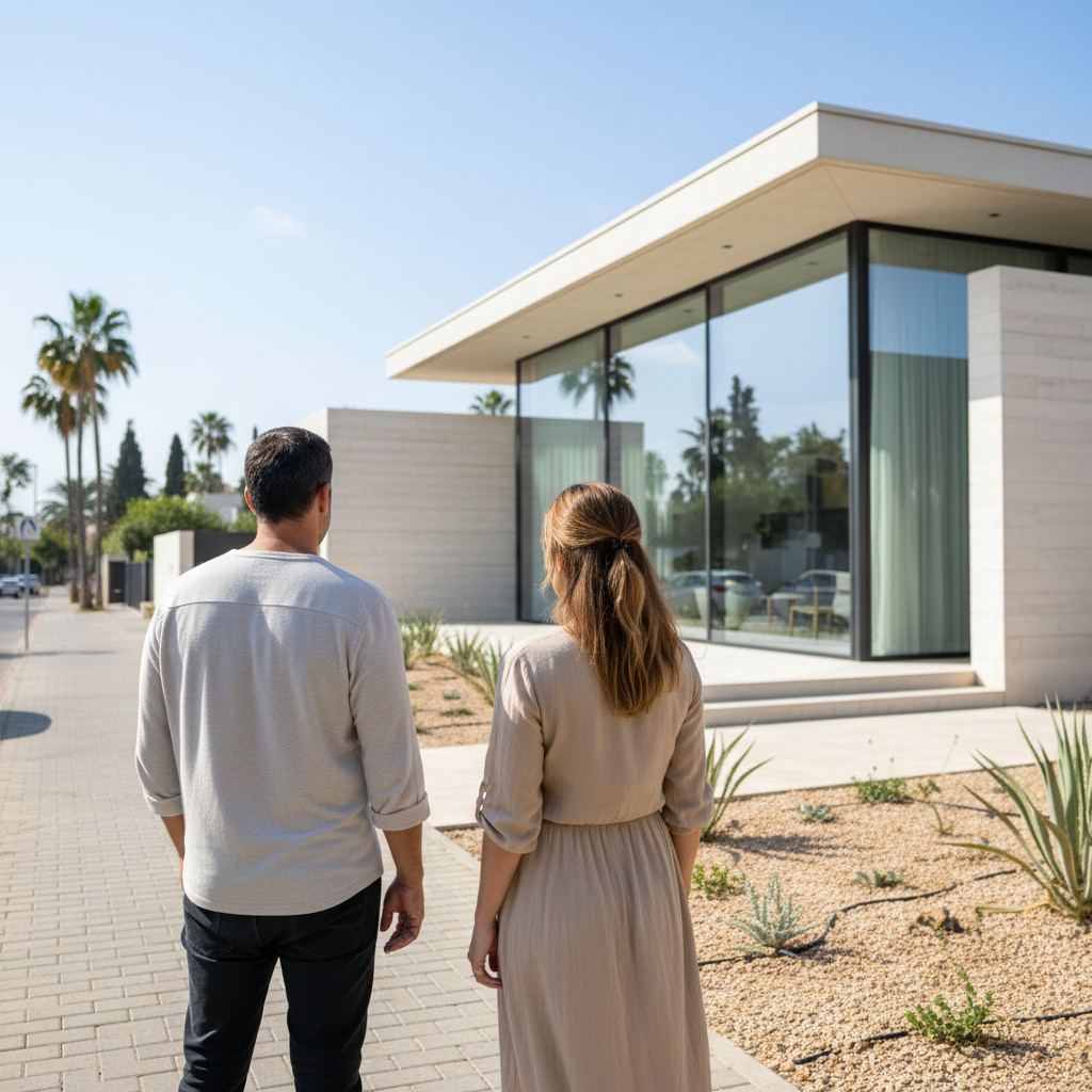 Homebuyer reviewing property plans