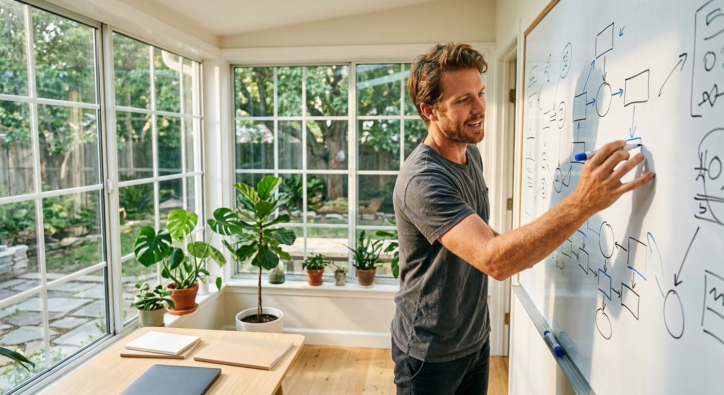 Remote worker in a home office in Tal Menashe