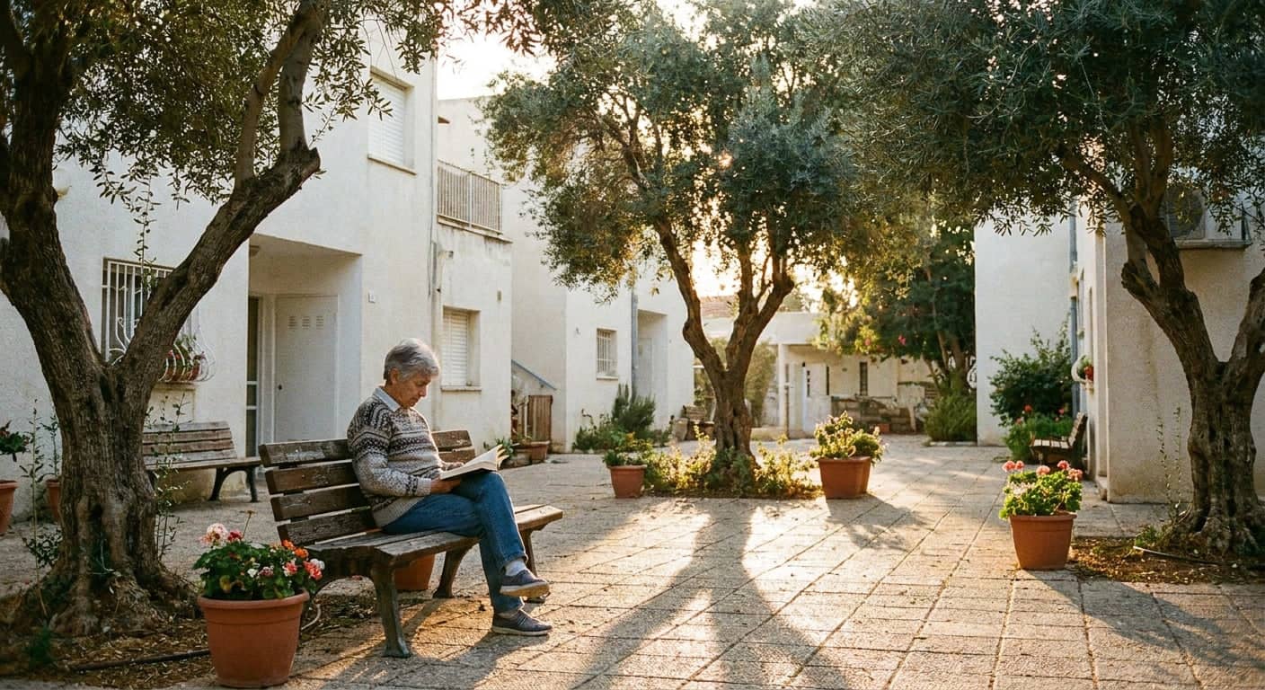 Quiet suburban street in Bareket