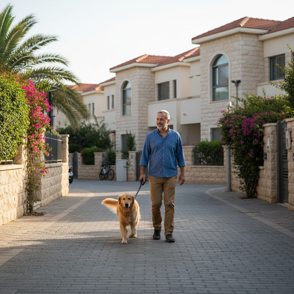 A quiet residential street in Kiryat Ekron