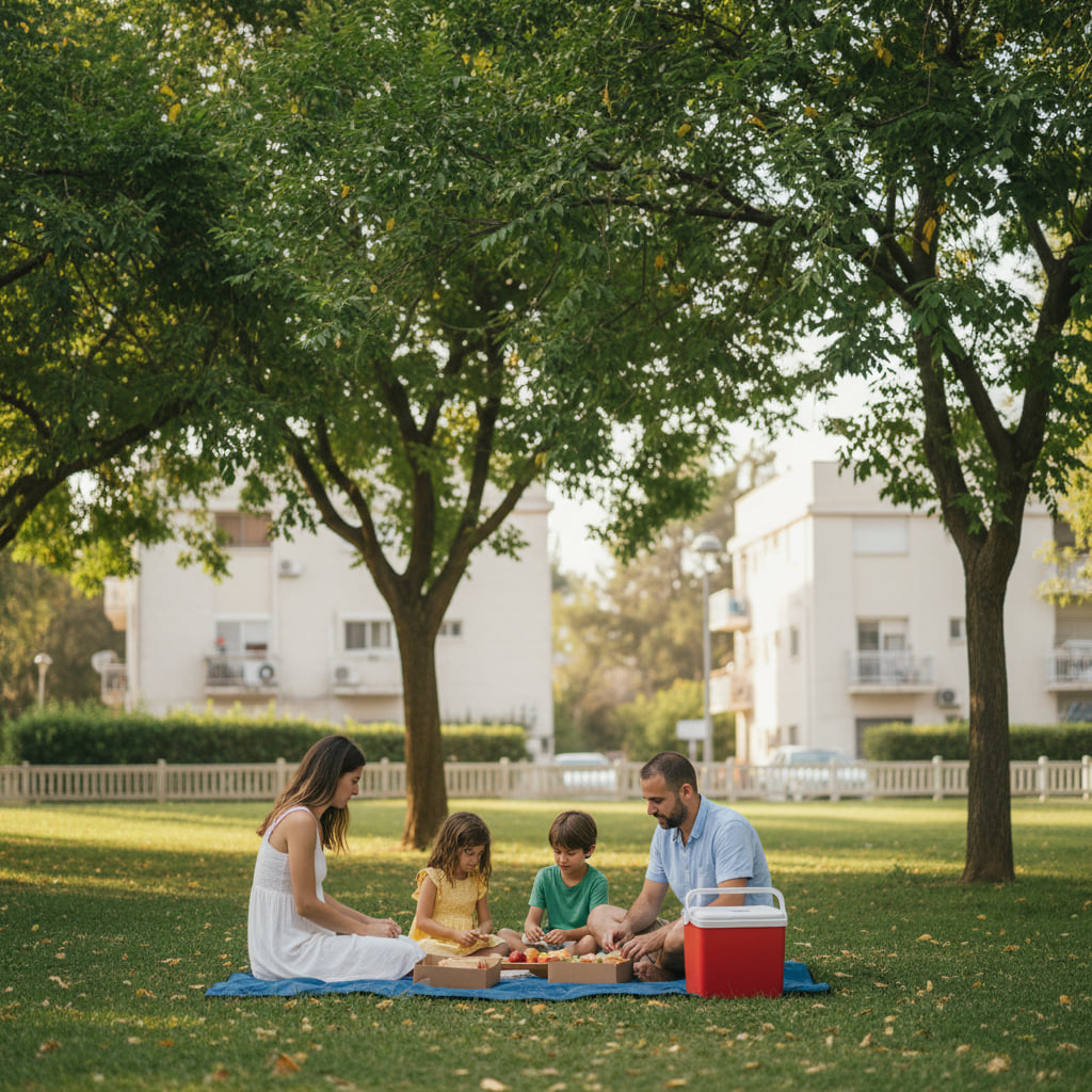 Family-friendly scene in Kiryat Tivon