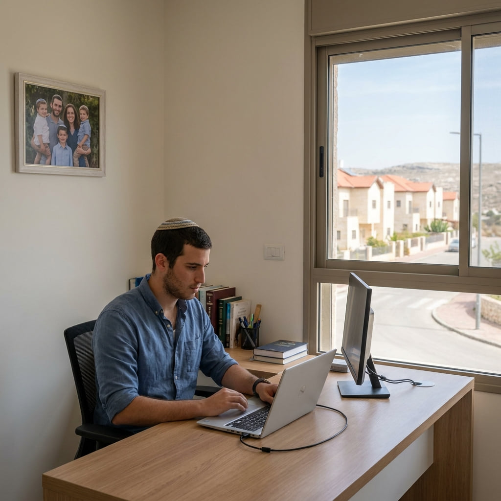 A remote worker's setup in Beit Hagai