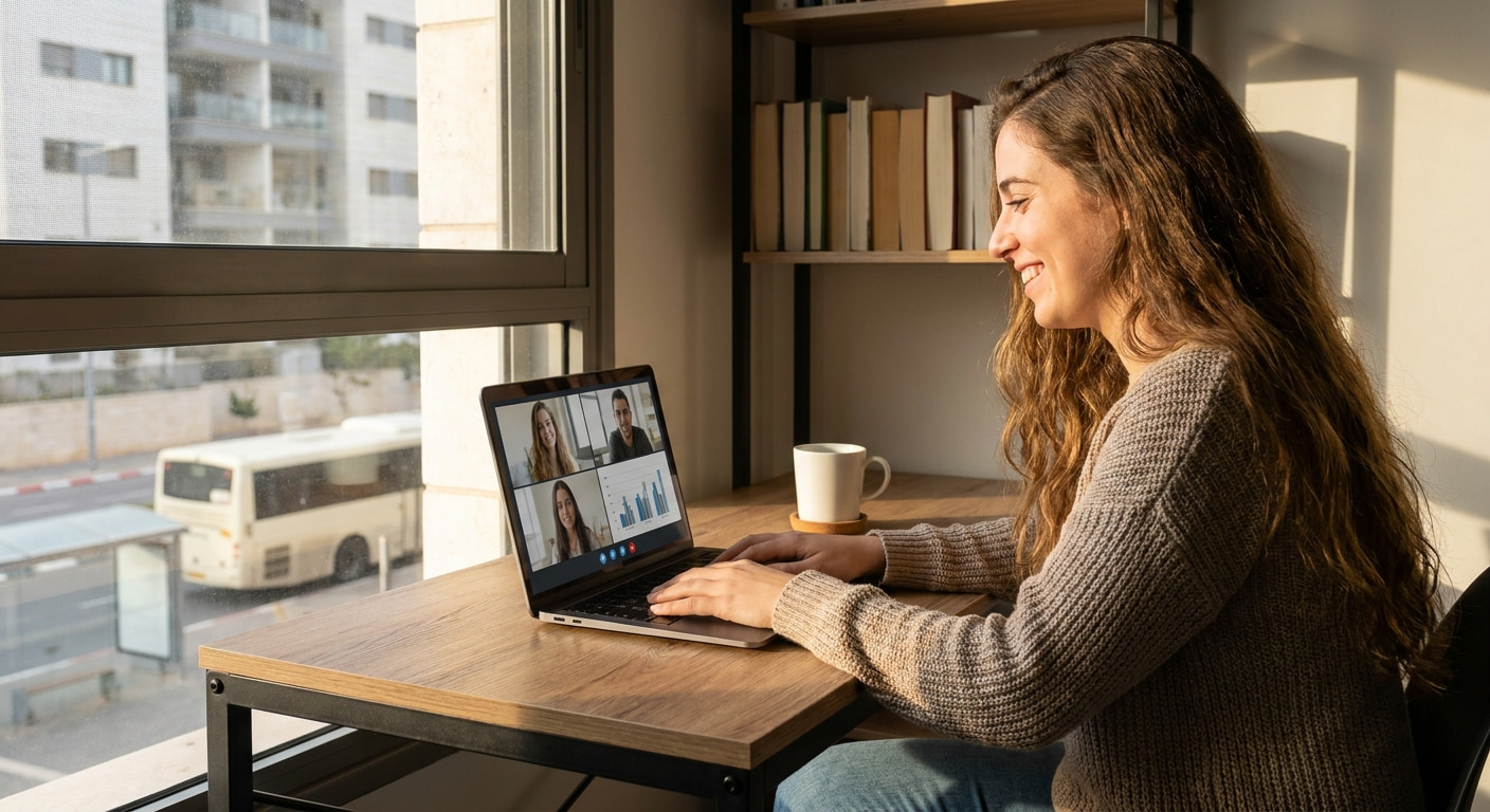 A remote worker in a home office