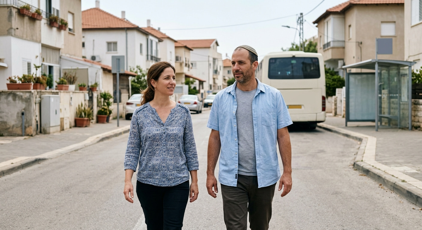 A couple exploring property options in Yad Mordechai