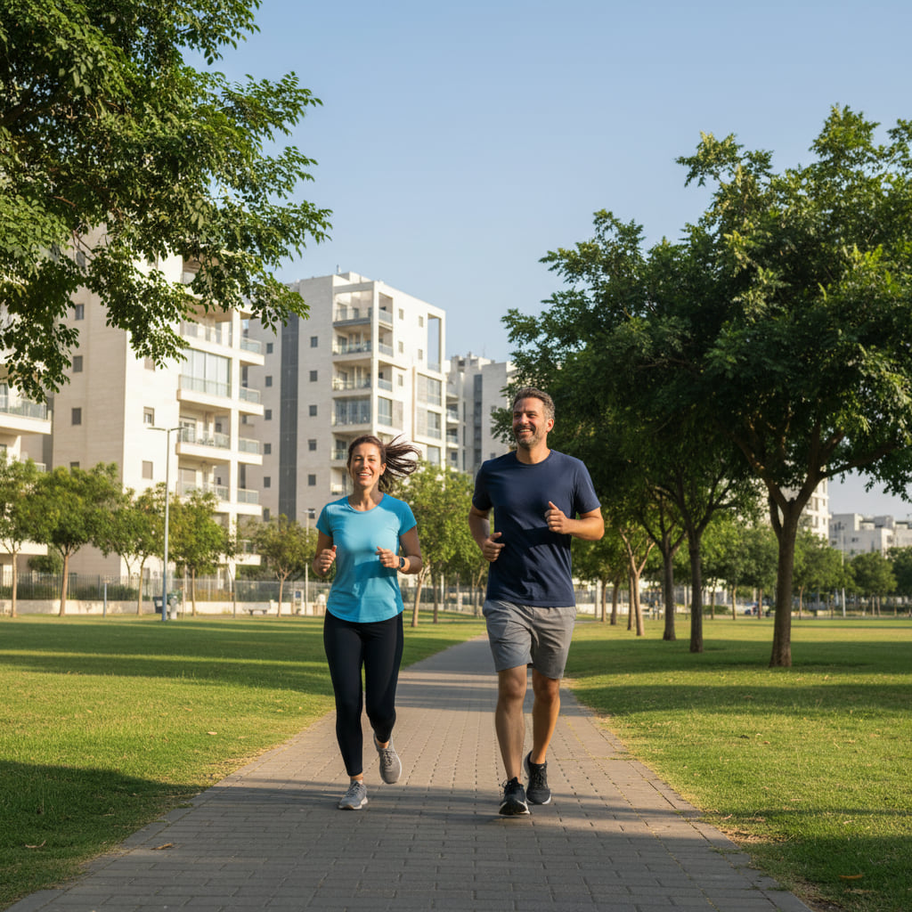 People hiking in a natural area near Kiryat Yam