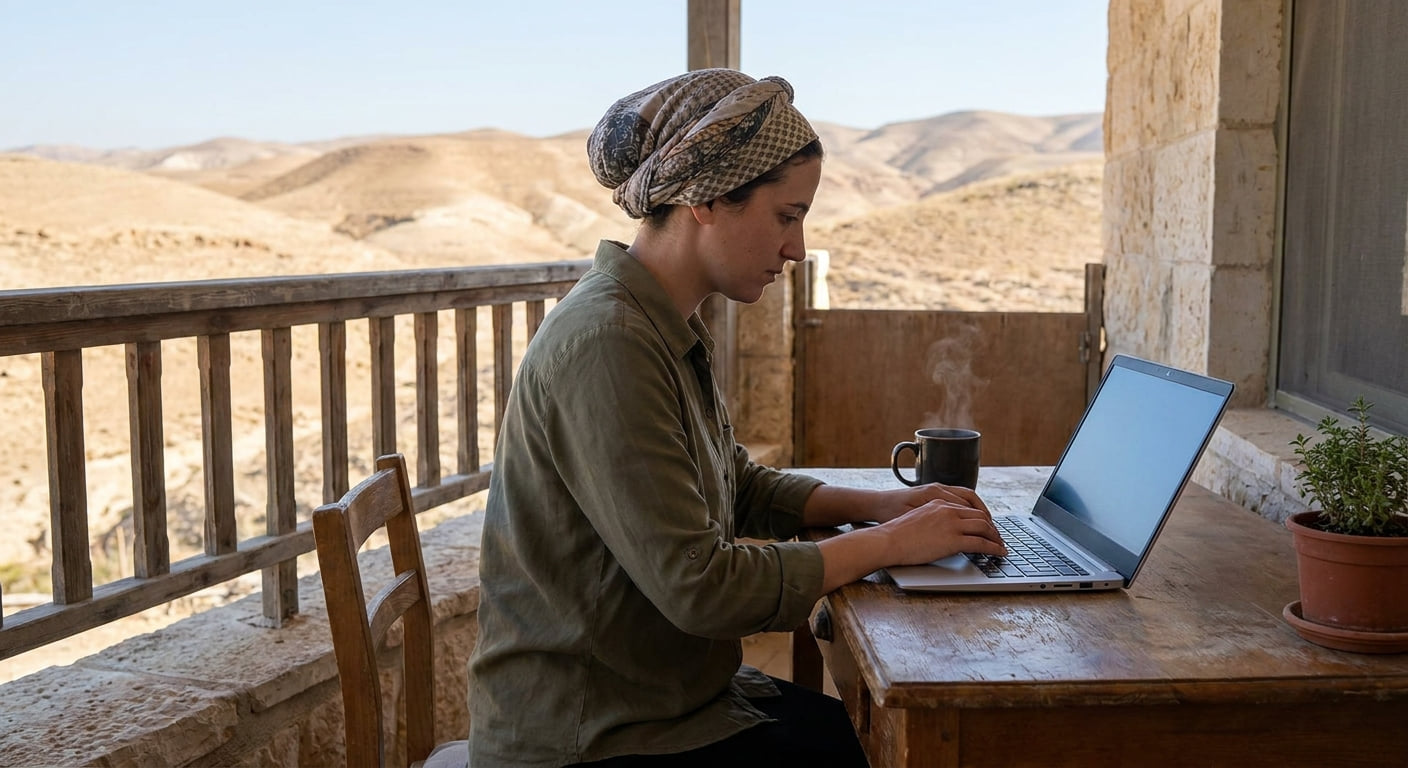 Remote worker enjoying a peaceful setting