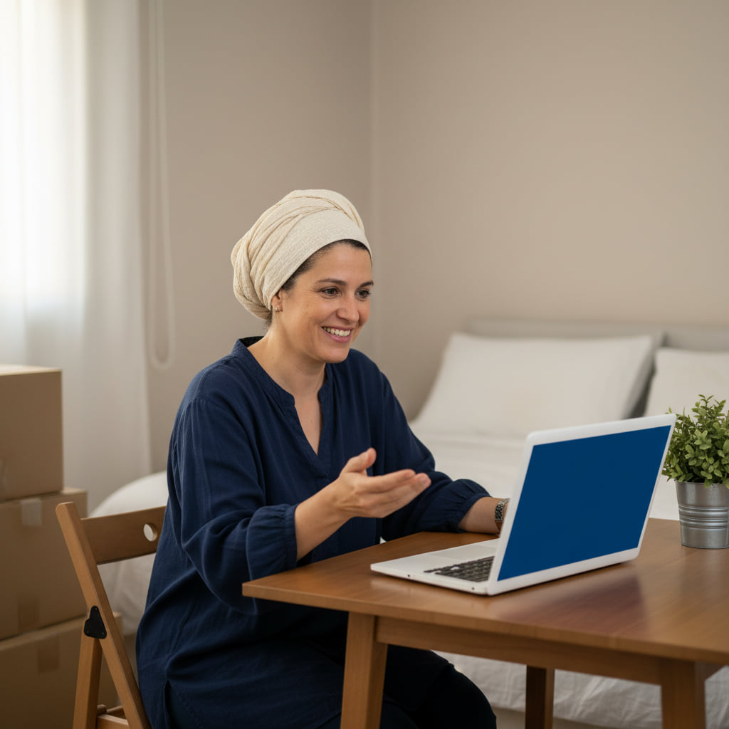 A remote worker in a home office in Beersheva