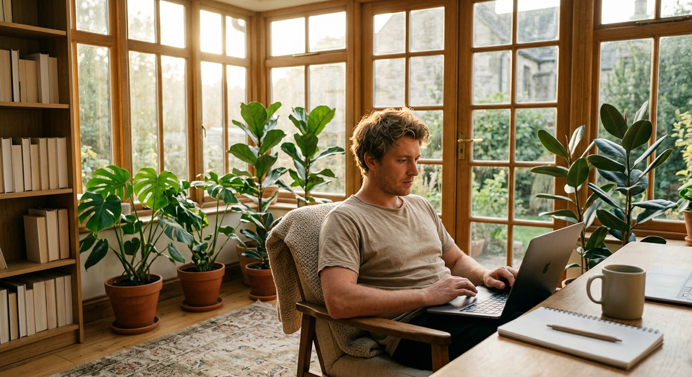 Remote worker in a home office in Tsfat