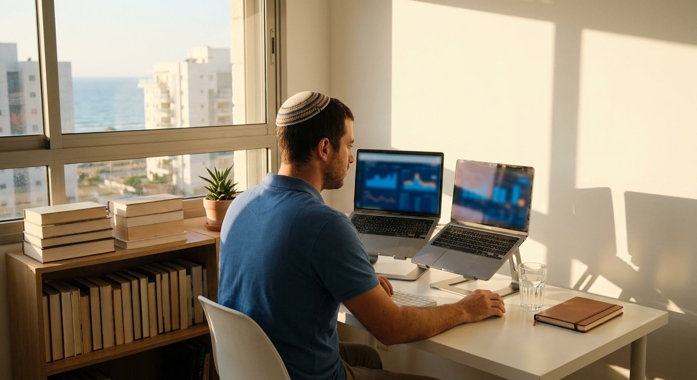 Remote worker in a home office in Atlit