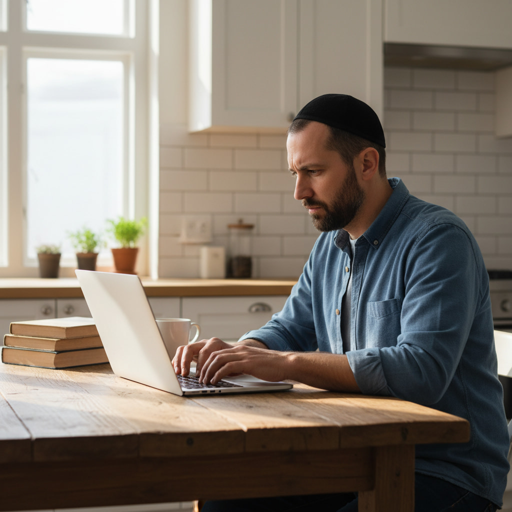 Remote worker in a home office setting