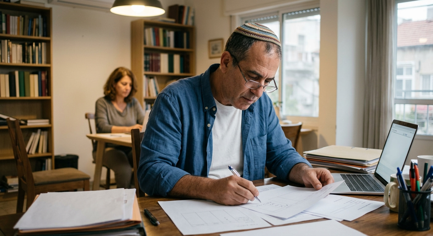 Remote worker in a home office in Sederot