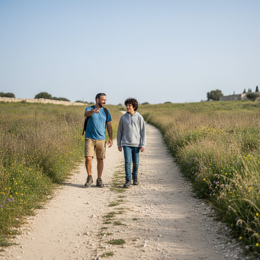 Person hiking in natural surroundings near Safed