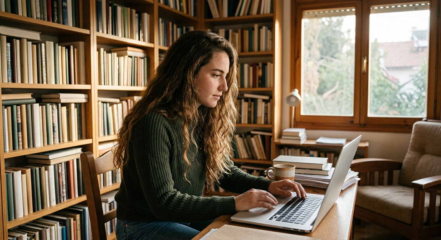 Remote worker in a home office