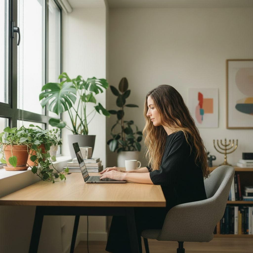 Remote worker in a home office