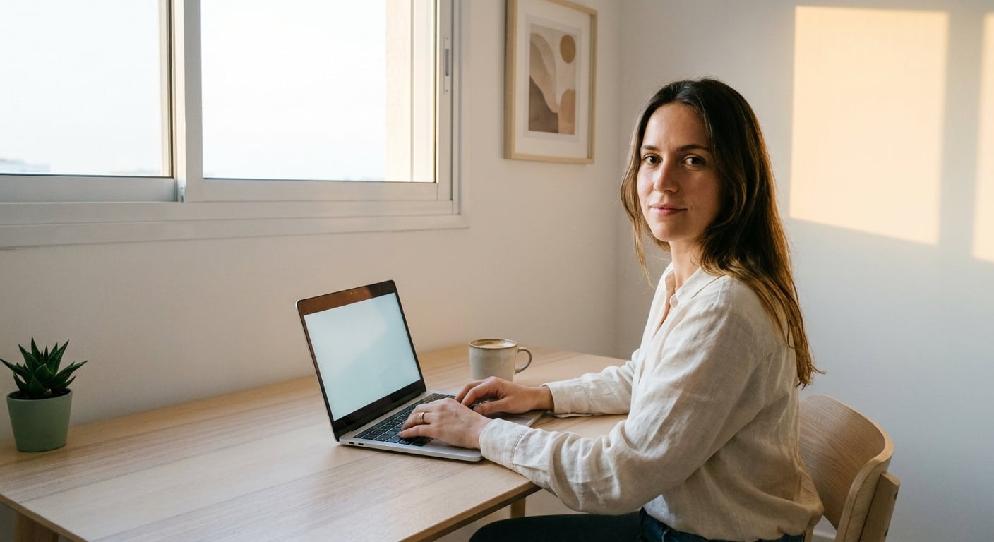 Person working remotely in a quiet home office