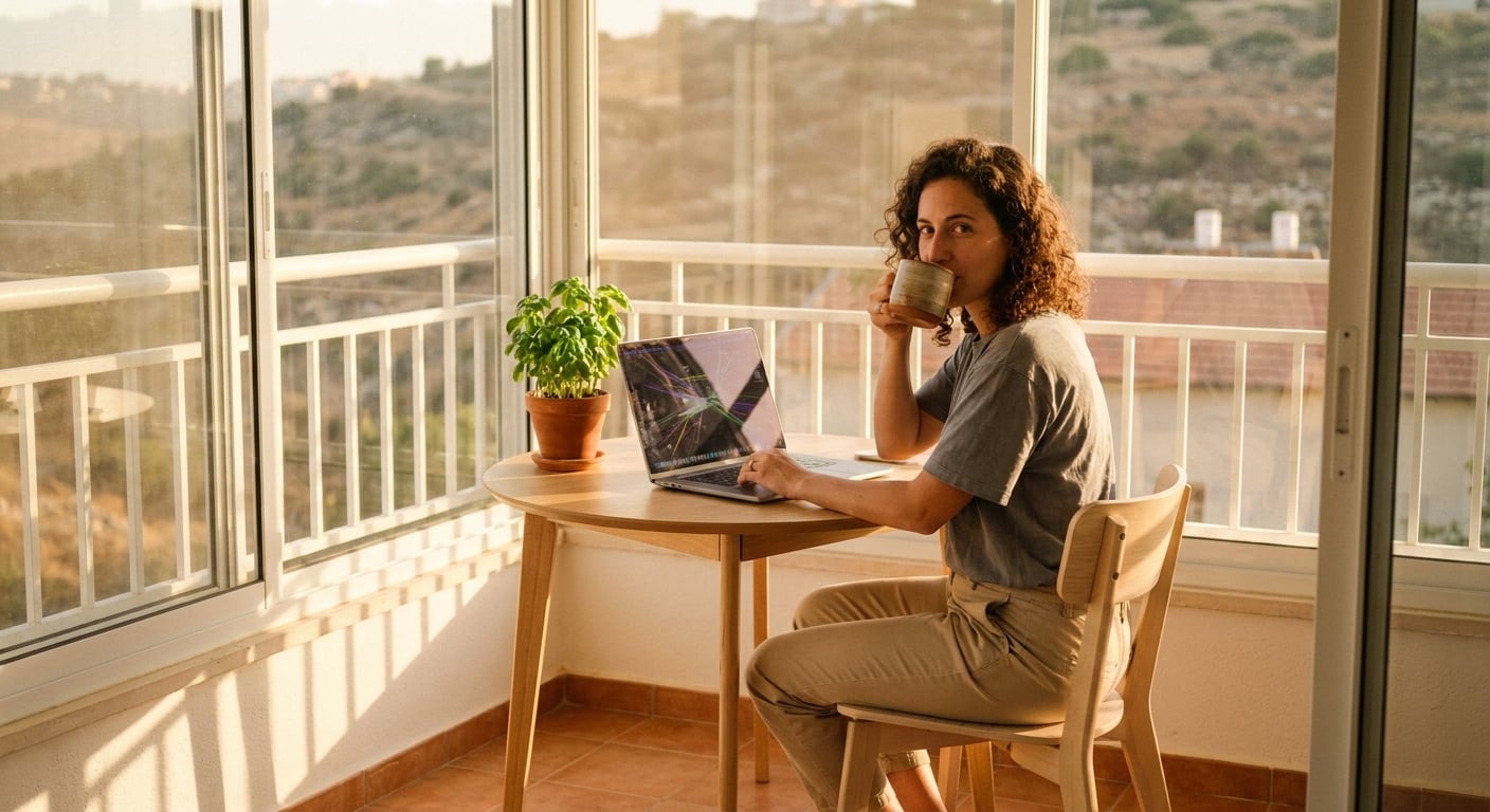 Remote worker in a home office in Alon Shvut
