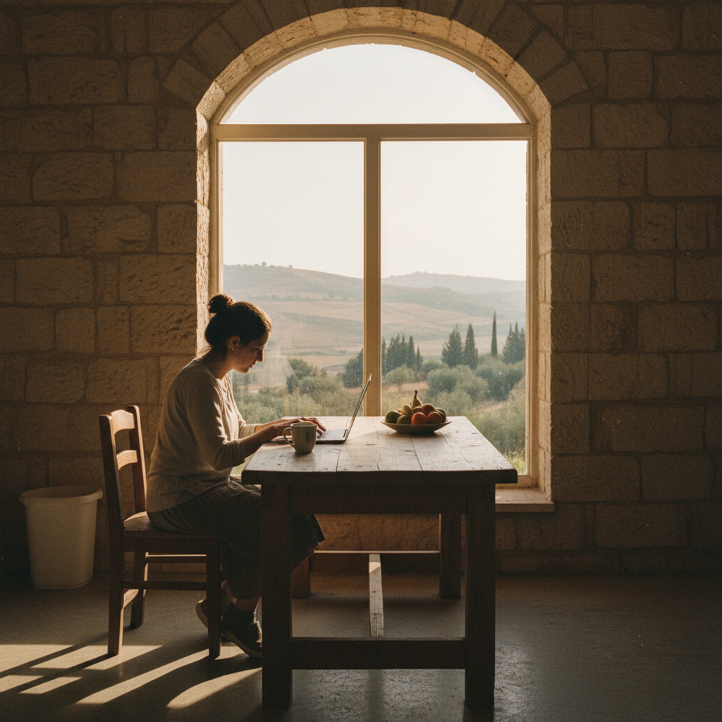 Remote worker in a home office setting