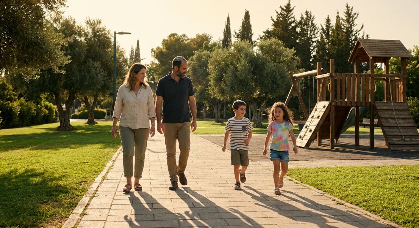 A family enjoying life in Beit Yehoshua