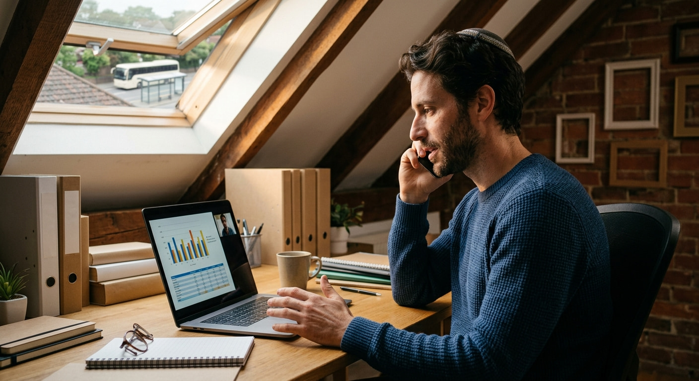Remote worker in a home office setting