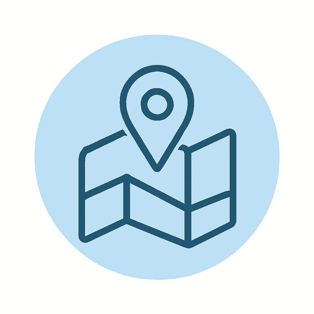 Location icon representing practicality