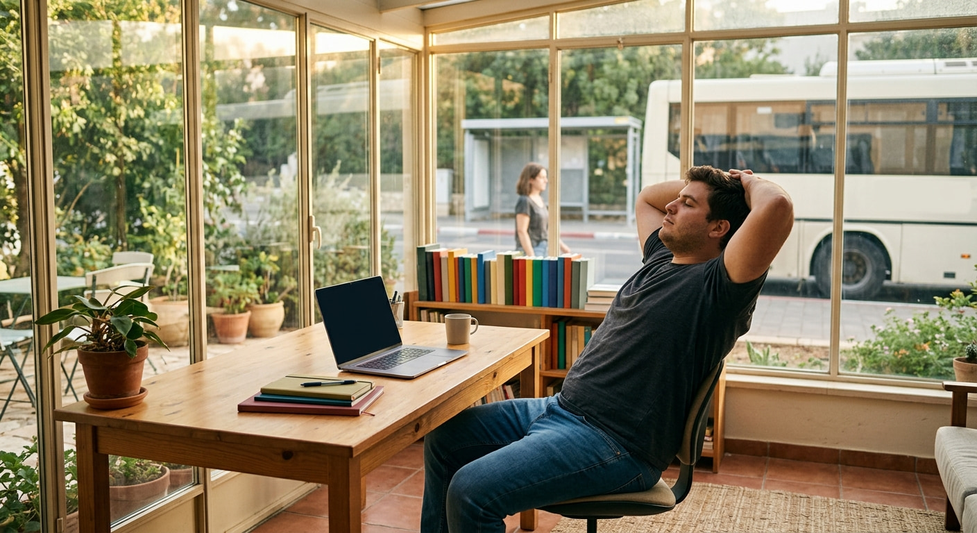 Remote worker in a home office in Shilo