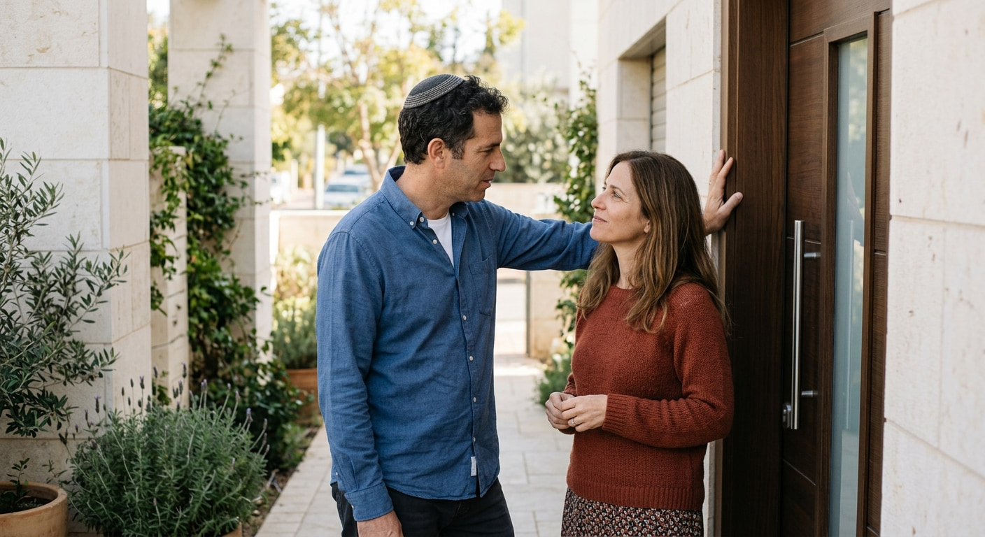 A couple reviewing property plans