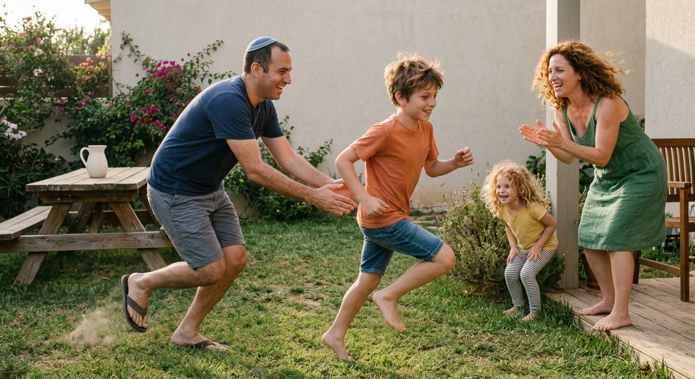 Family enjoying time together in a suburban setting