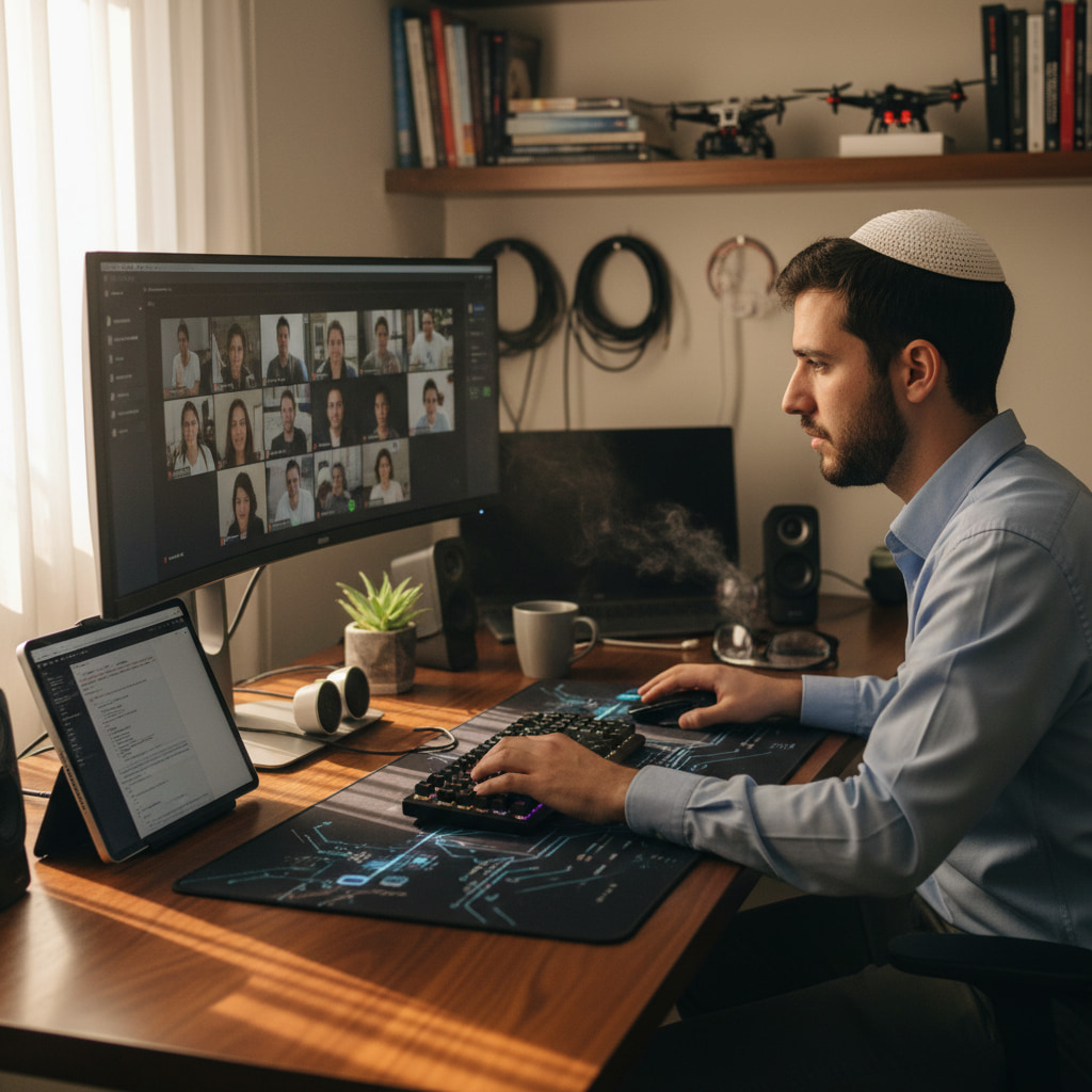 Remote worker in a home office setting