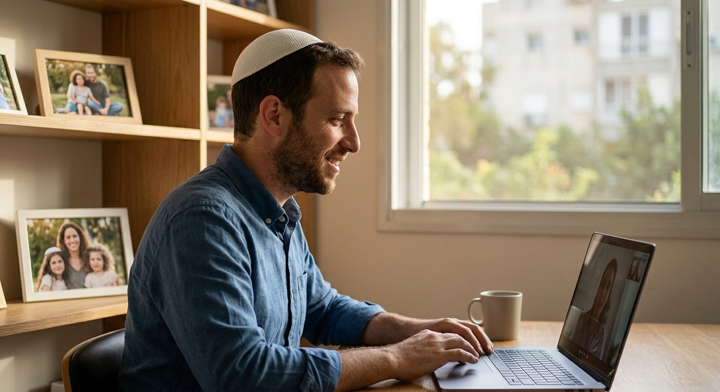 Remote worker in a home office in Efrat