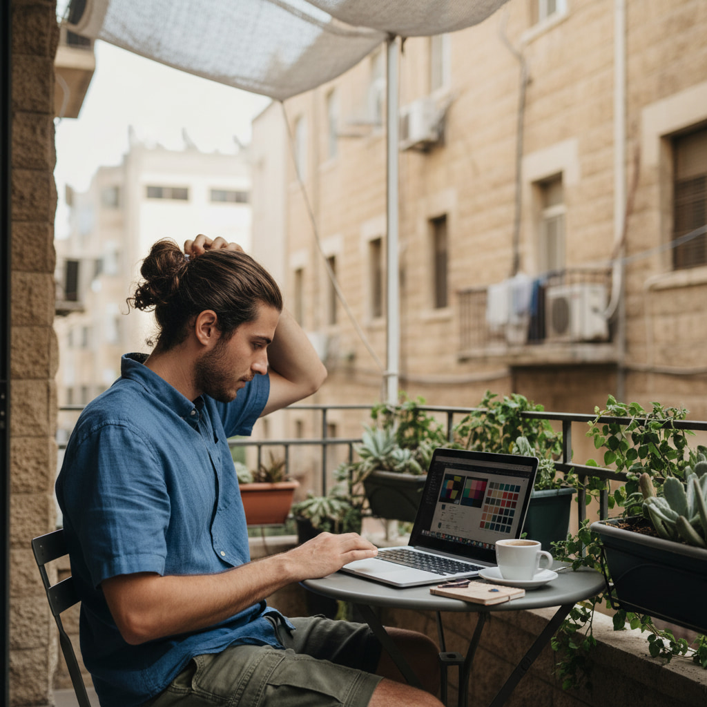 Remote worker in a tranquil setting