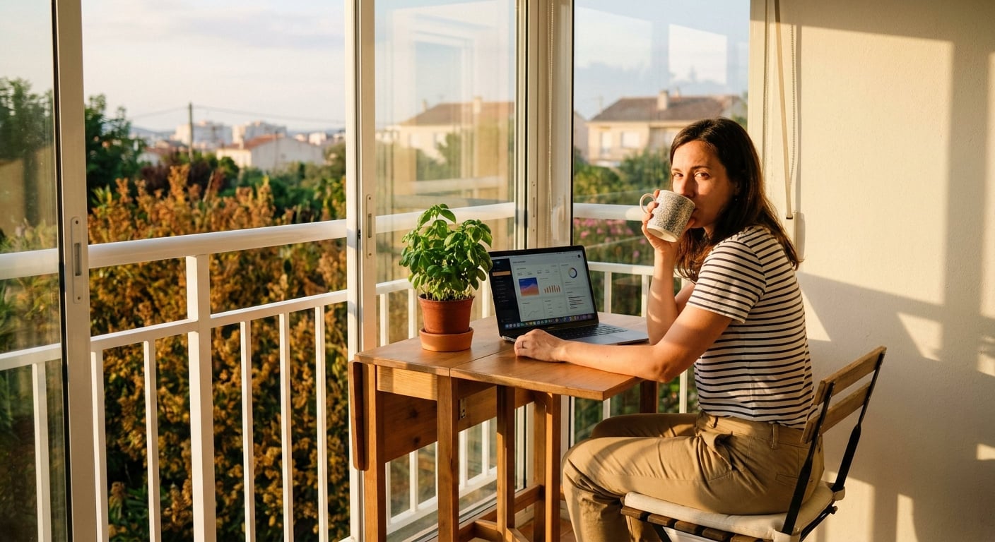 A remote worker in a home office in Beit Yehoshua