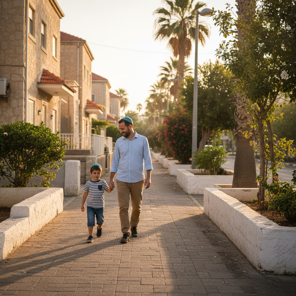 Quiet residential street in Karnei Shomron